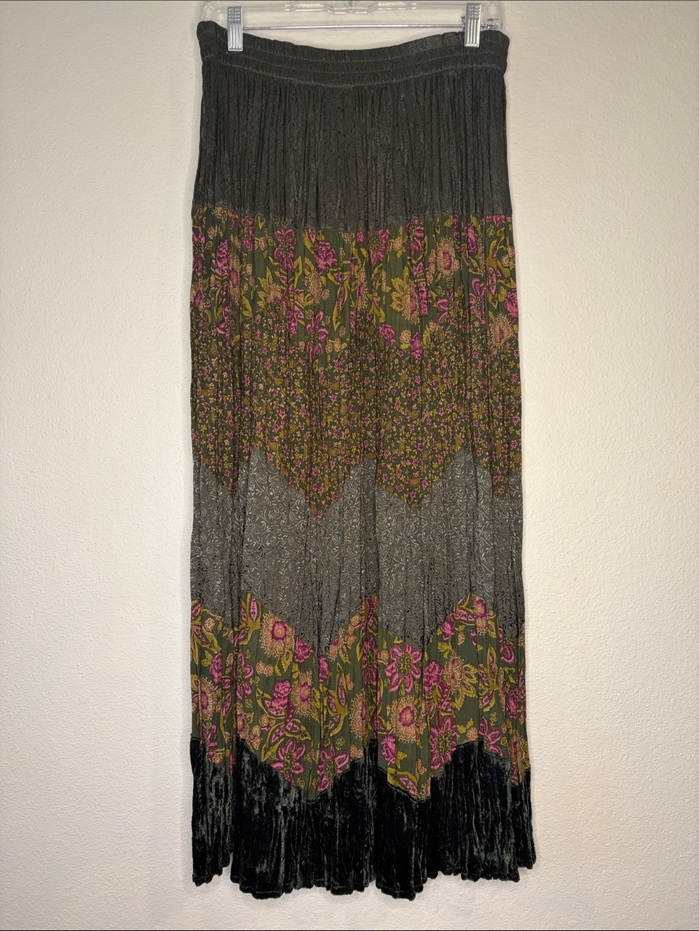 Vintage White Stag broomstick long skirt mixed fabric and print pull on M - Picture 4 of 7